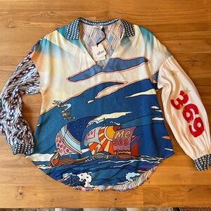 ME369 Hannah Mixed Print Nautical Shirt XS | NWT